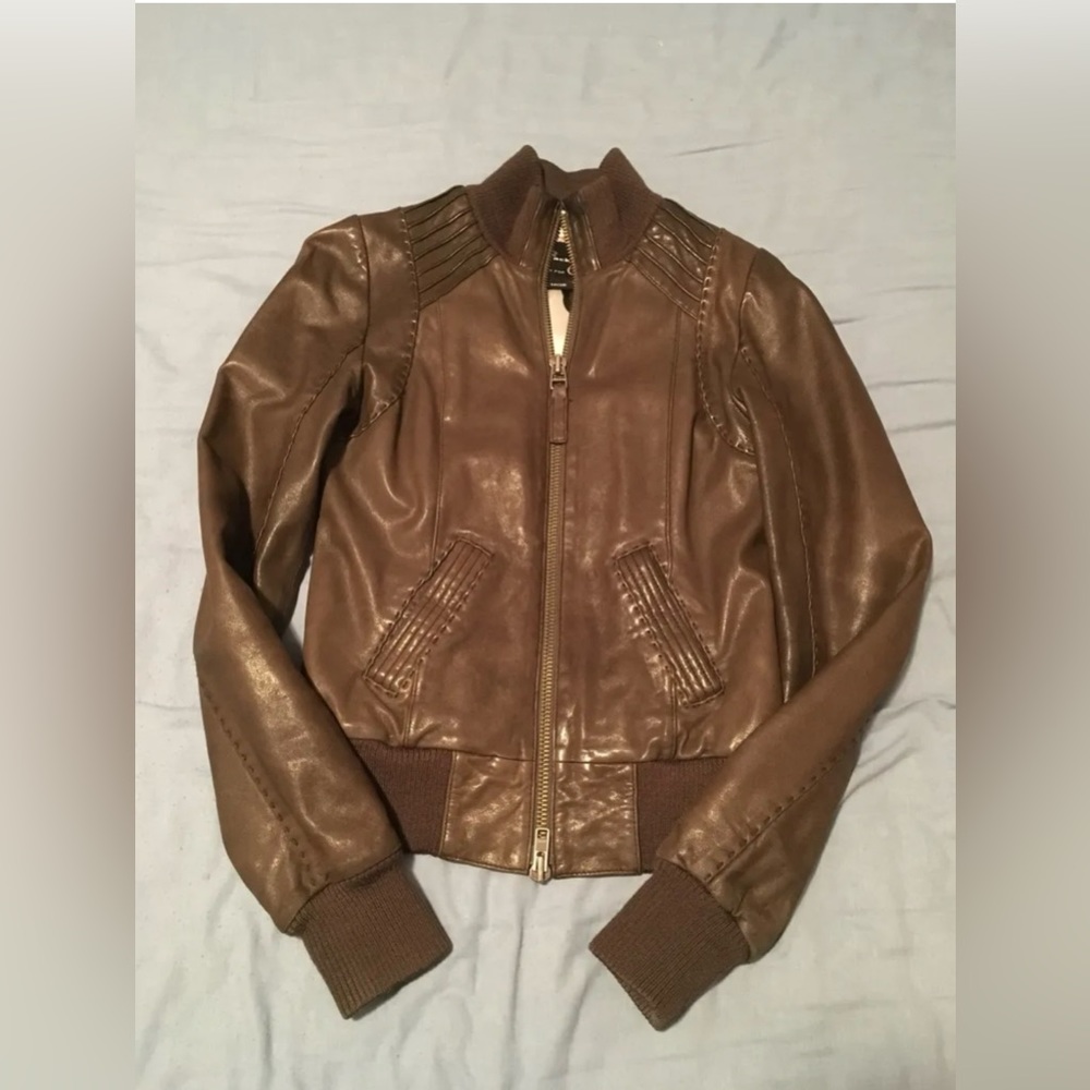 Mackage X Aritzia Leather Coat In Brown